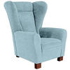 OHRENSESSEL in Flachgewebe Hellblau  - Braun/Hellblau, Design, Holz/Textil (95/109/97cm) - Livetastic
