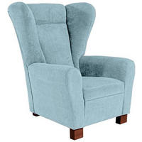 OHRENSESSEL in Flachgewebe Hellblau  - Braun/Hellblau, Design, Holz/Textil (95/109/97cm) - Livetastic