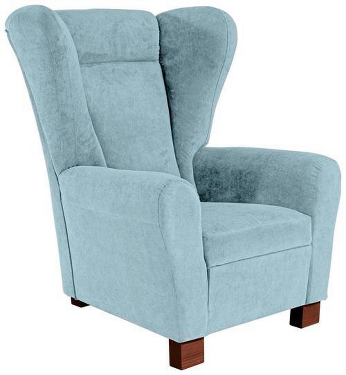 OHRENSESSEL in Flachgewebe Hellblau  - Braun/Hellblau, Design, Holz/Textil (95/109/97cm) - Livetastic