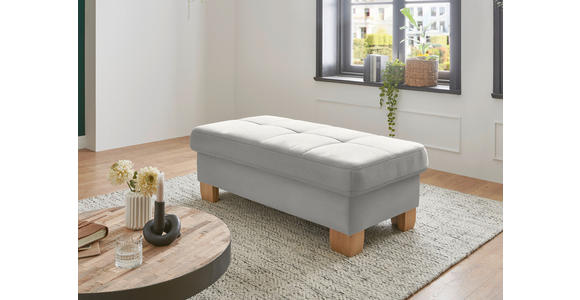 ECKSOFA in Flachgewebe Weiß  - Wildeiche/Weiß, Natur, Holz/Textil (301/243cm) - Voleo