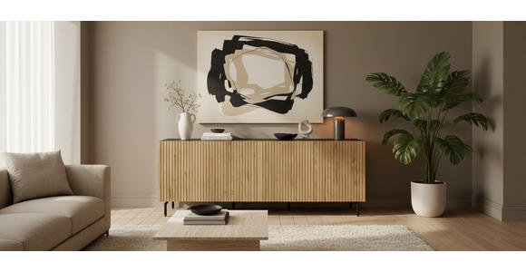 SIDEBOARD LINO 181/75/40 cm  - Eichefarben/Schwarz, Design, Holzwerkstoff/Metall (181/75/40cm) - Xora