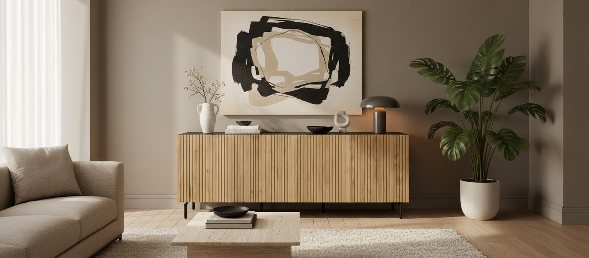 SIDEBOARD LINO 181/75/40 cm  - svart/ekfärgad, Design, metall/trämaterial (181/75/40cm) - Xora