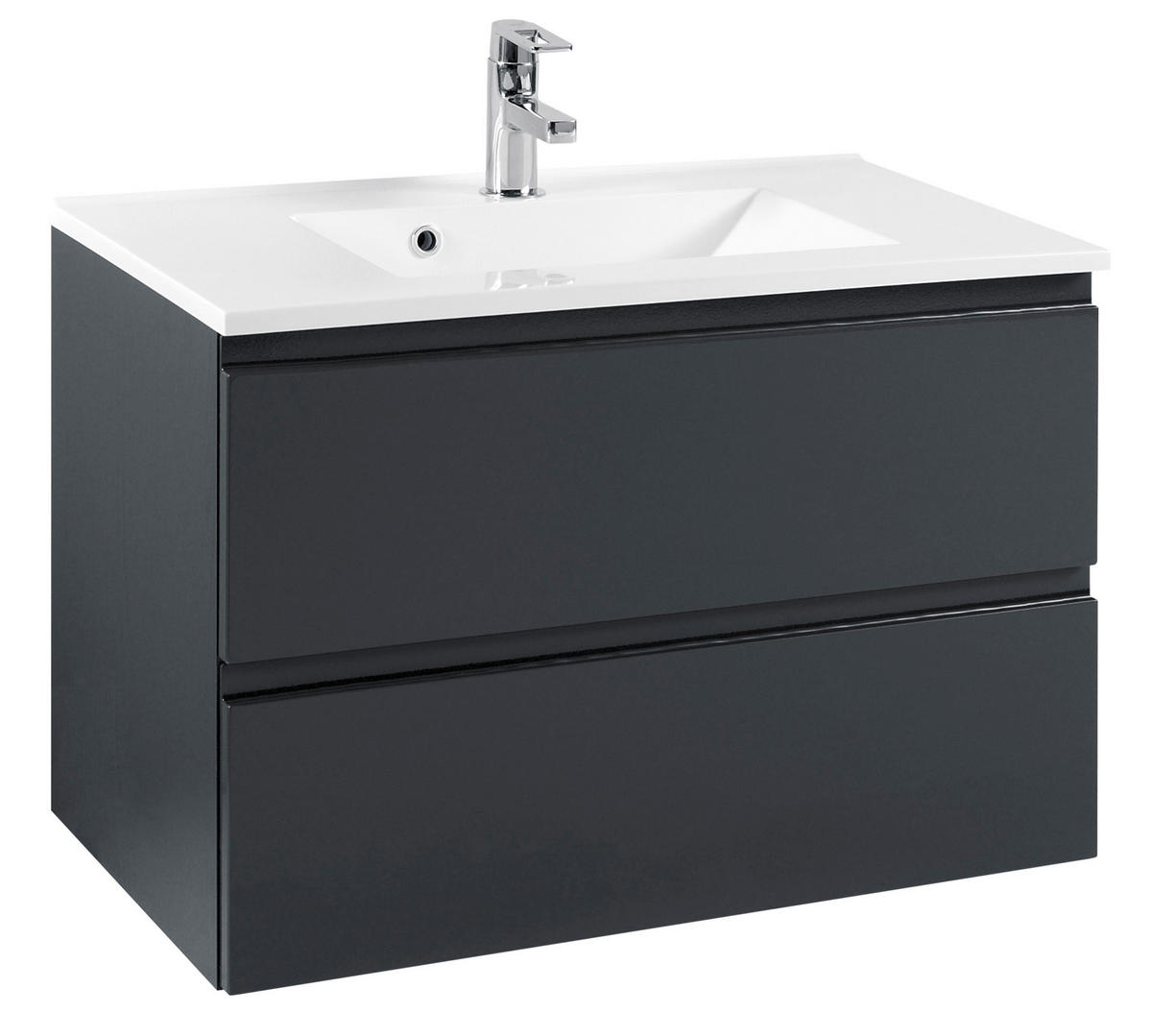 BADEZIMMER  in 80 cm  - Weiss/Grau, Design, Holzwerkstoff/Stein (80cm) - Held