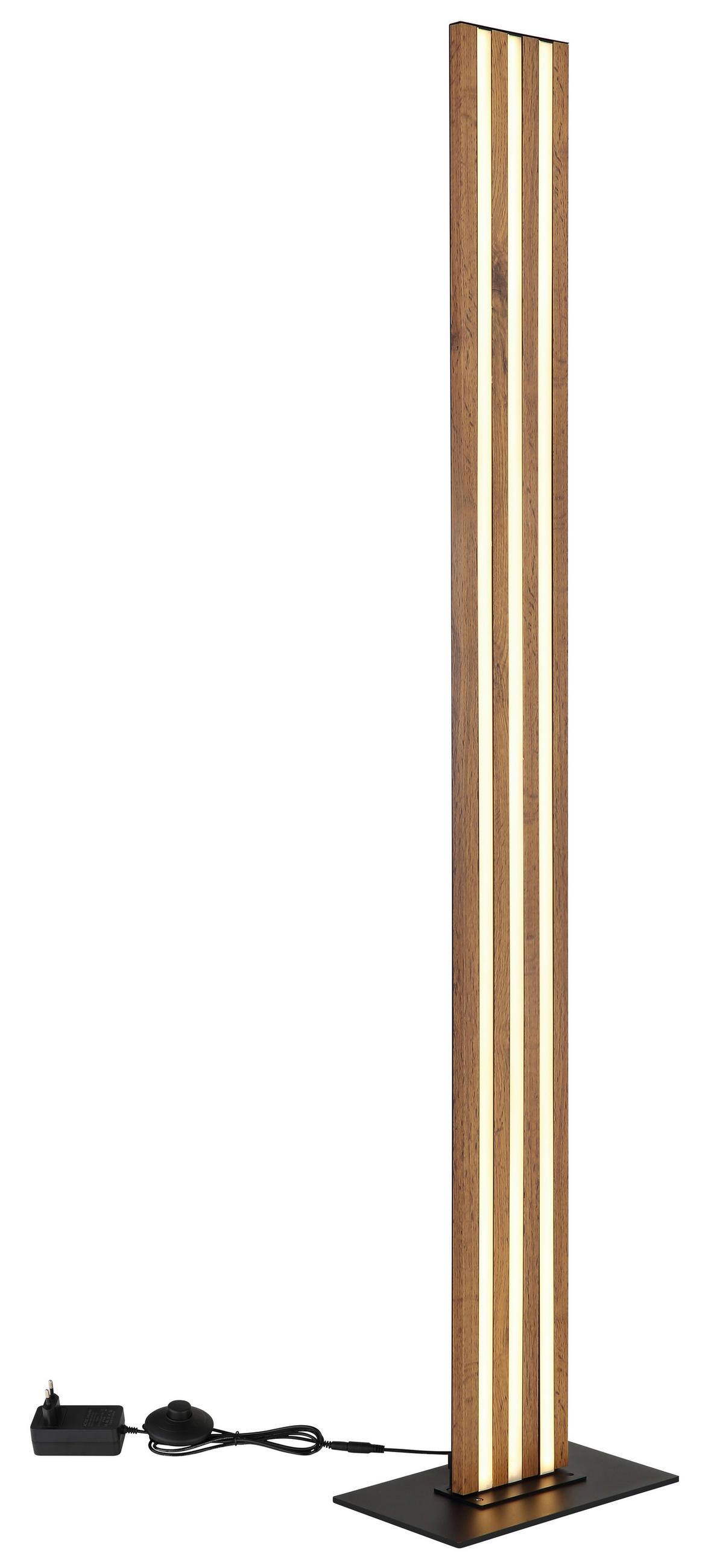 LED-STEHLEUCHTE Hayden 30/18/140 cm  - Dunkelbraun/Opal, Design, Holzwerkstoff/Kunststoff (30/18/140cm) - Globo