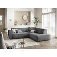 ECKSOFA in Cord Dunkelgrau  - Dunkelgrau/Schwarz, KONVENTIONELL, Kunststoff/Textil (254/224cm) - Hom`in