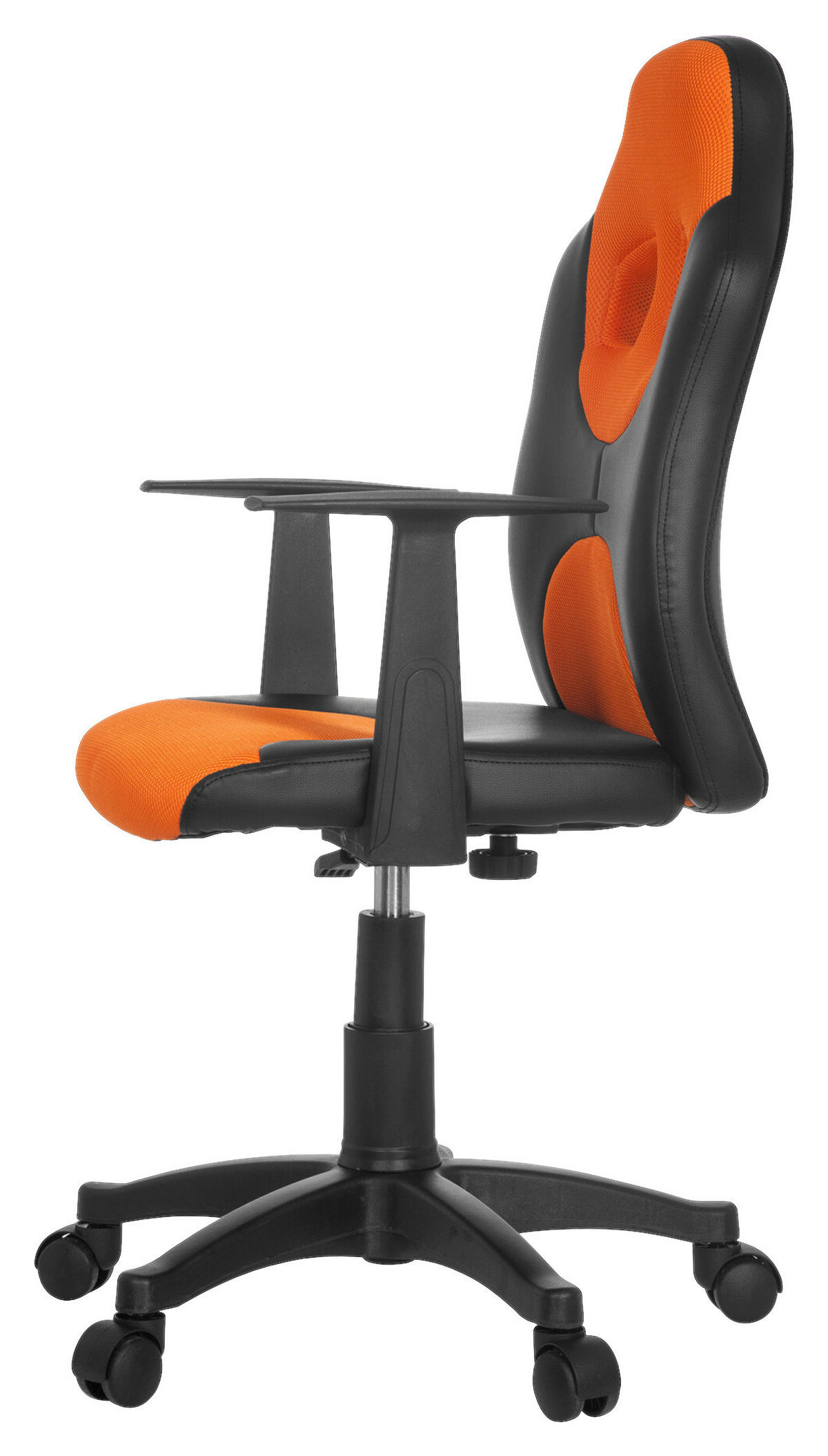 OTOČNÁ ŽIDLE PRO MLÁDEŽ, oranžová, černá - oranžová/černá, Basics, plast (54/90-100/48cm) - MID.YOU