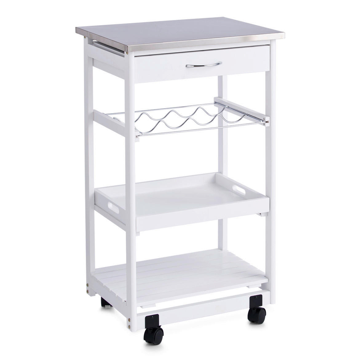 SERVIERWAGEN Kiefer Weiß  - Weiß, Basics, Holz/Metall (47/37/82cm) - Zeller Present