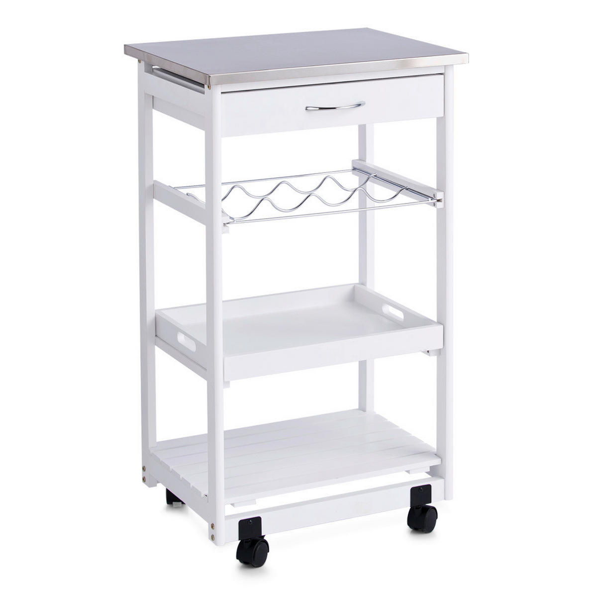 SERVIERWAGEN Kiefer Weiß  - Weiß, Basics, Holz/Metall (47/37/82cm) - Zeller Present
