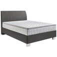 BOXSPRINGBETT 140/200 cm  in Anthrazit  - Chromfarben/Anthrazit, KONVENTIONELL, Kunststoff/Textil (140/200cm) - Hom`in