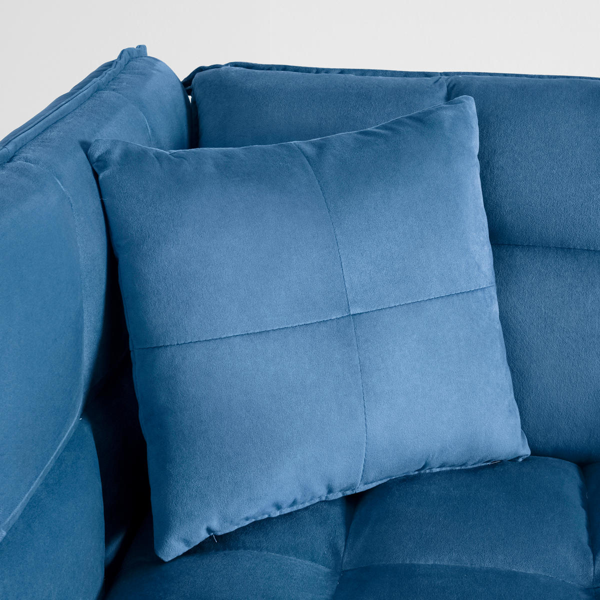 SCHLAFSOFA  in Samt Blau  - Blau/Silberfarben, MODERN, Holz/Textil (208/76,5/79cm) - Bessagi Home