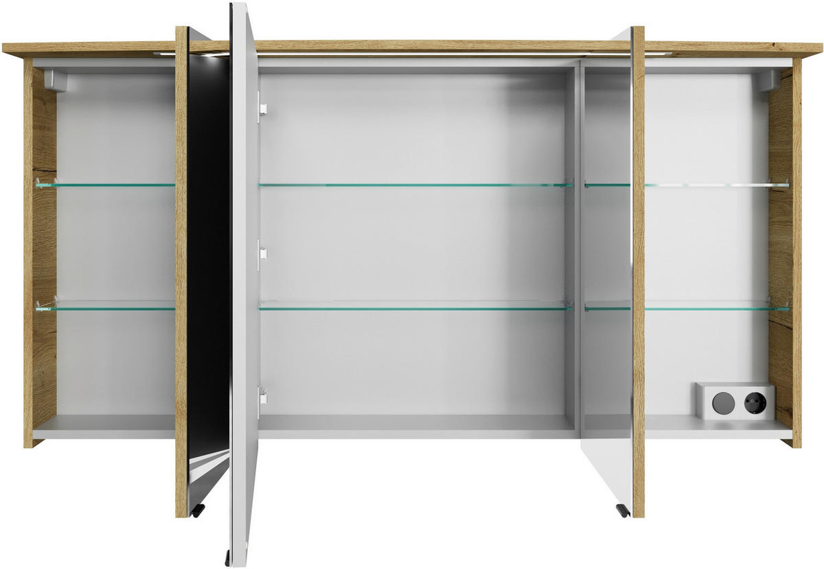 BADEZIMMER 3-teilig  in 144 cm  - Eichefarben/Schwarz, MODERN, Glas/Keramik (144cm) - Sadena