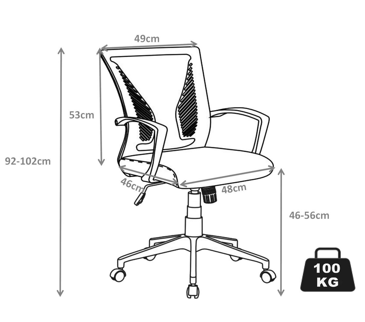 DREHSTUHL  in Schwarz, Weiss  - Weiss/Schwarz, Konventionell, Kunststoff/Metall (48/92/46cm)