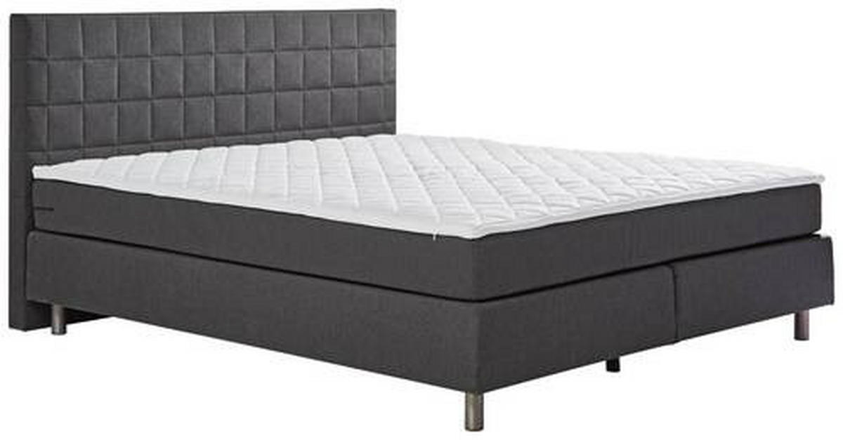 BOXSPRINGBETT 140/200 cm  in Anthrazit  - Anthrazit/Alufarben, Konventionell, Textil/Metall (140/200cm) - Carryhome