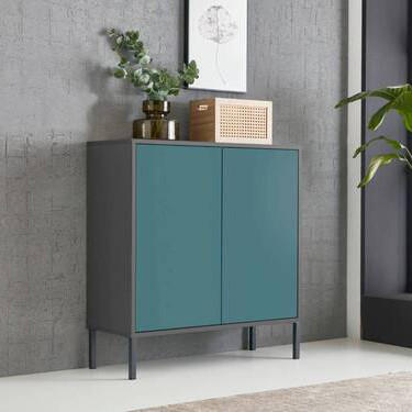 KOMMODE Mailand Typ 4 + MF  in 79/86/33 cm  - Anthrazit/Petrol, MODERN, Holzwerkstoff/Metall (79/86/33cm) - MID.YOU