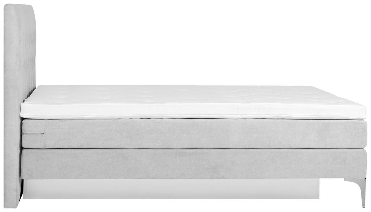 BOXSPRINGBETT 160/200 cm  in Hellgrau  - Chromfarben/Hellgrau, Design, Textil/Metall (160/200cm) - Welnova