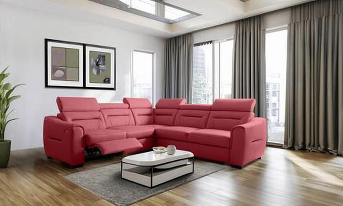 ECKSOFA Lederlook Echtleder Rot  - Wengefarben/Rot, Design, Leder/Holz (260/260cm) - Celina Home