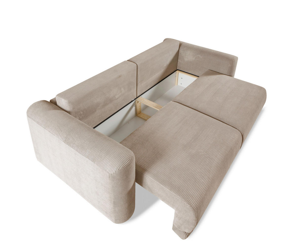 SCHLAFSOFA NORMAN  mit gerippt Beige  - Beige/Schwarz, Design, Kunststoff/Textil (252/93/167cm) - Livetastic