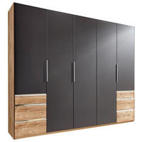 DREHTÜRENSCHRANK in Graphitfarben, Eichefarben  - Chromfarben/Eichefarben, Modern, Holzwerkstoff/Kunststoff (250/216/58cm) - MID.YOU