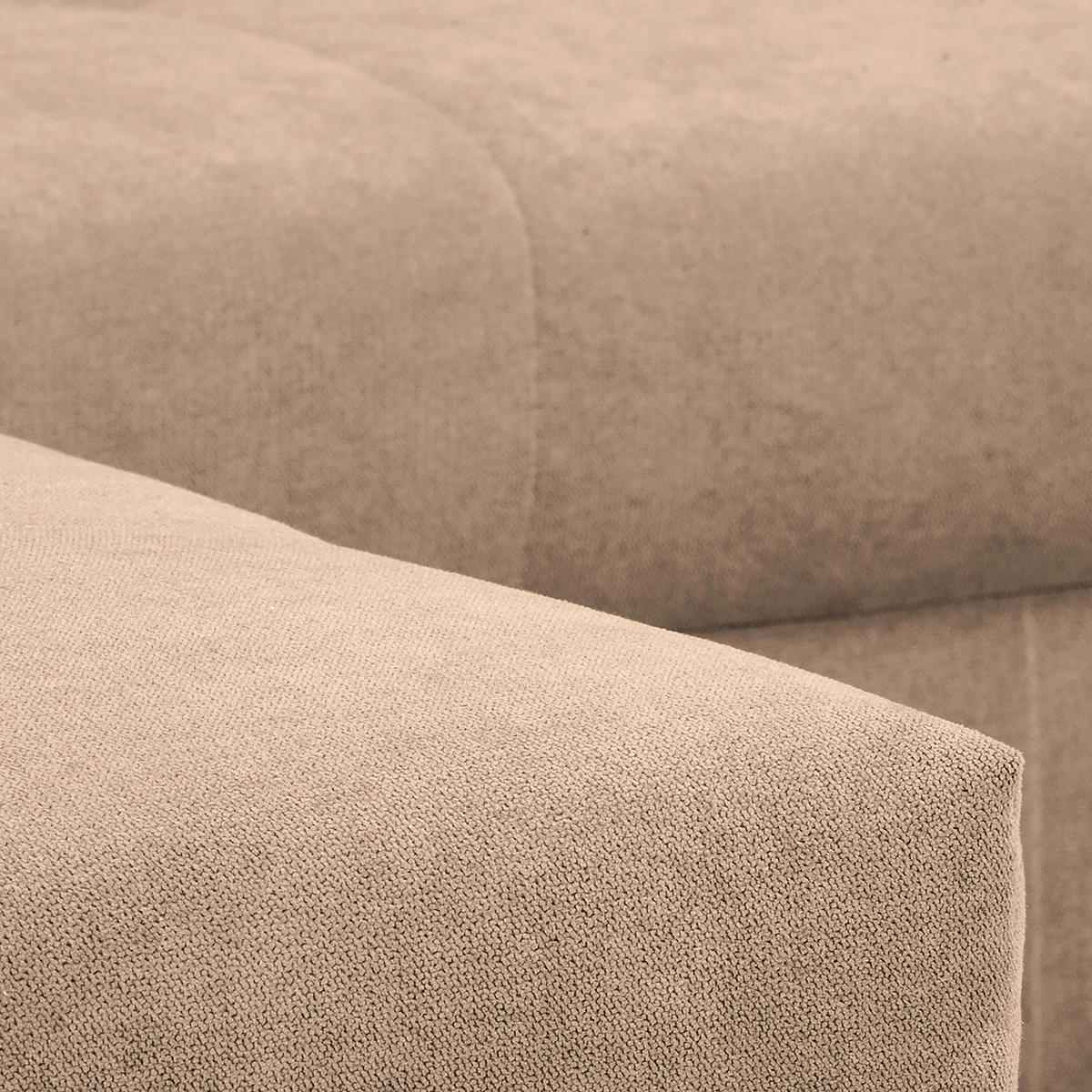 ECKSOFA inkl. Hocker Ariella Creme Mikrofaser  - Creme/Naturfarben, Design, Holz/Textil (161/231cm) - Livetastic