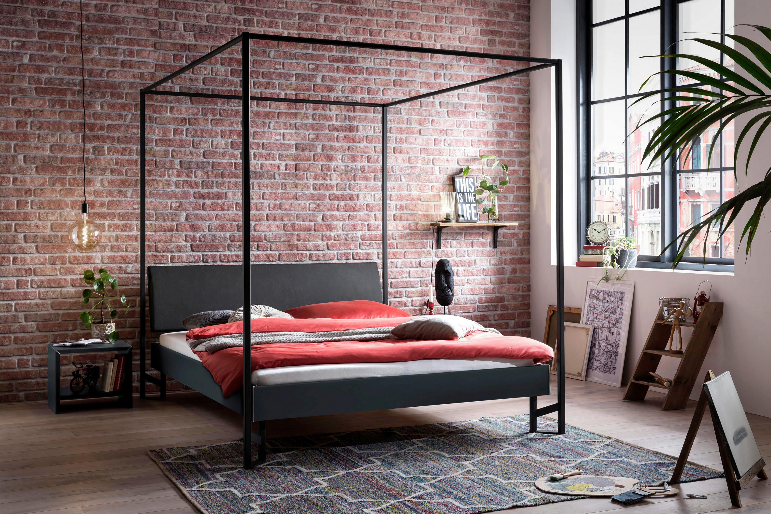 HIMMELBETT 180/200 cm  in Anthrazit  - Anthrazit, Design, Holzwerkstoff/Textil (180/200cm) - Hasena