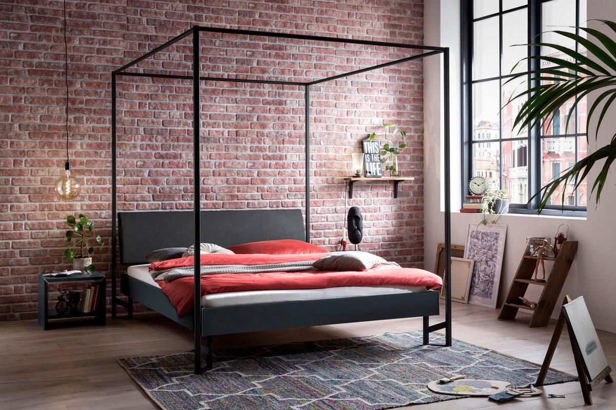 HIMMELBETT 180/200 cm  in Anthrazit  - Anthrazit, Design, Holzwerkstoff/Textil (180/200cm) - Hasena