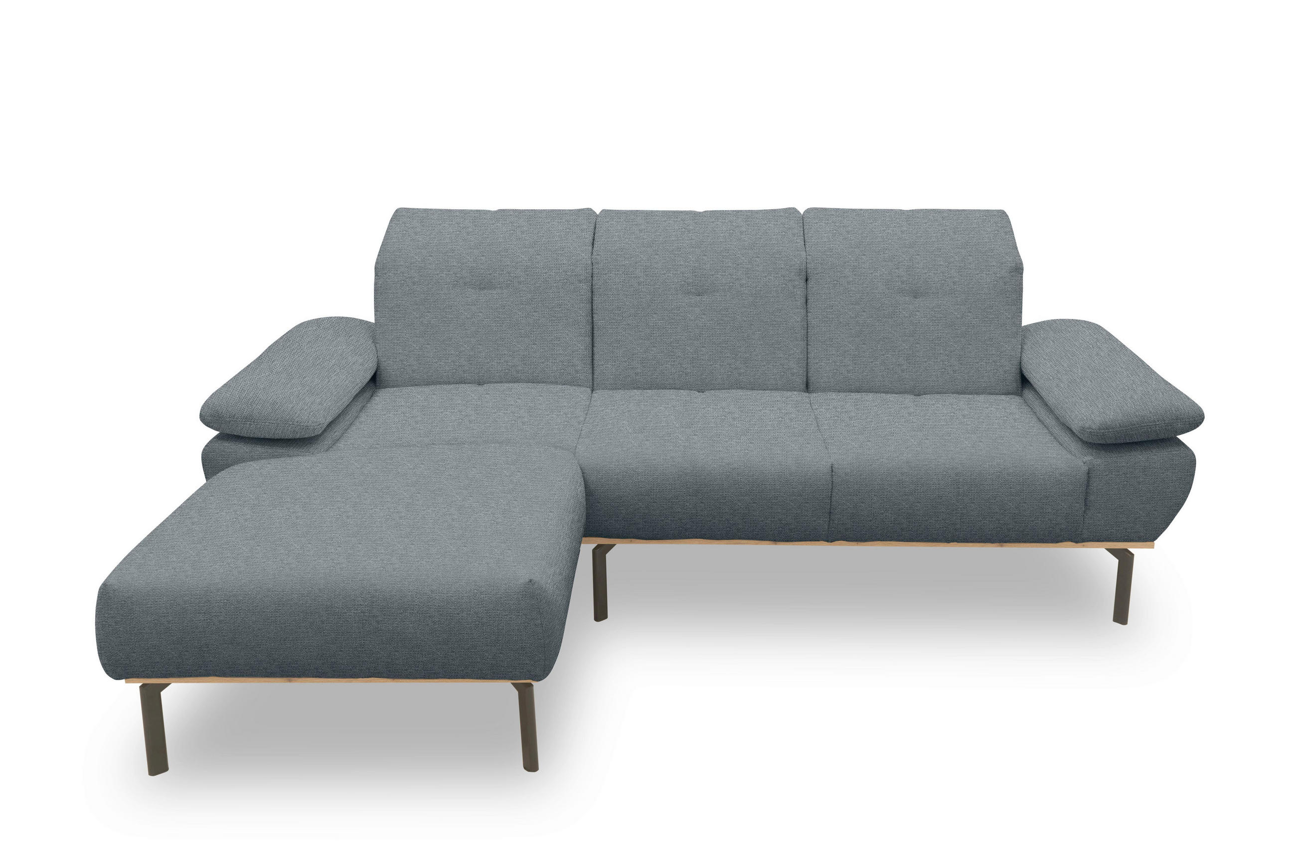 ECKSOFA Grau Mikrofaser  - Wildeiche/Schwarz, Design, Textil/Metall (242/170cm) - MID.YOU