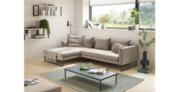 ECKSOFA in Cord Taupe  - Taupe/Schwarz, KONVENTIONELL, Textil/Metall (178/284cm) - Hom`in