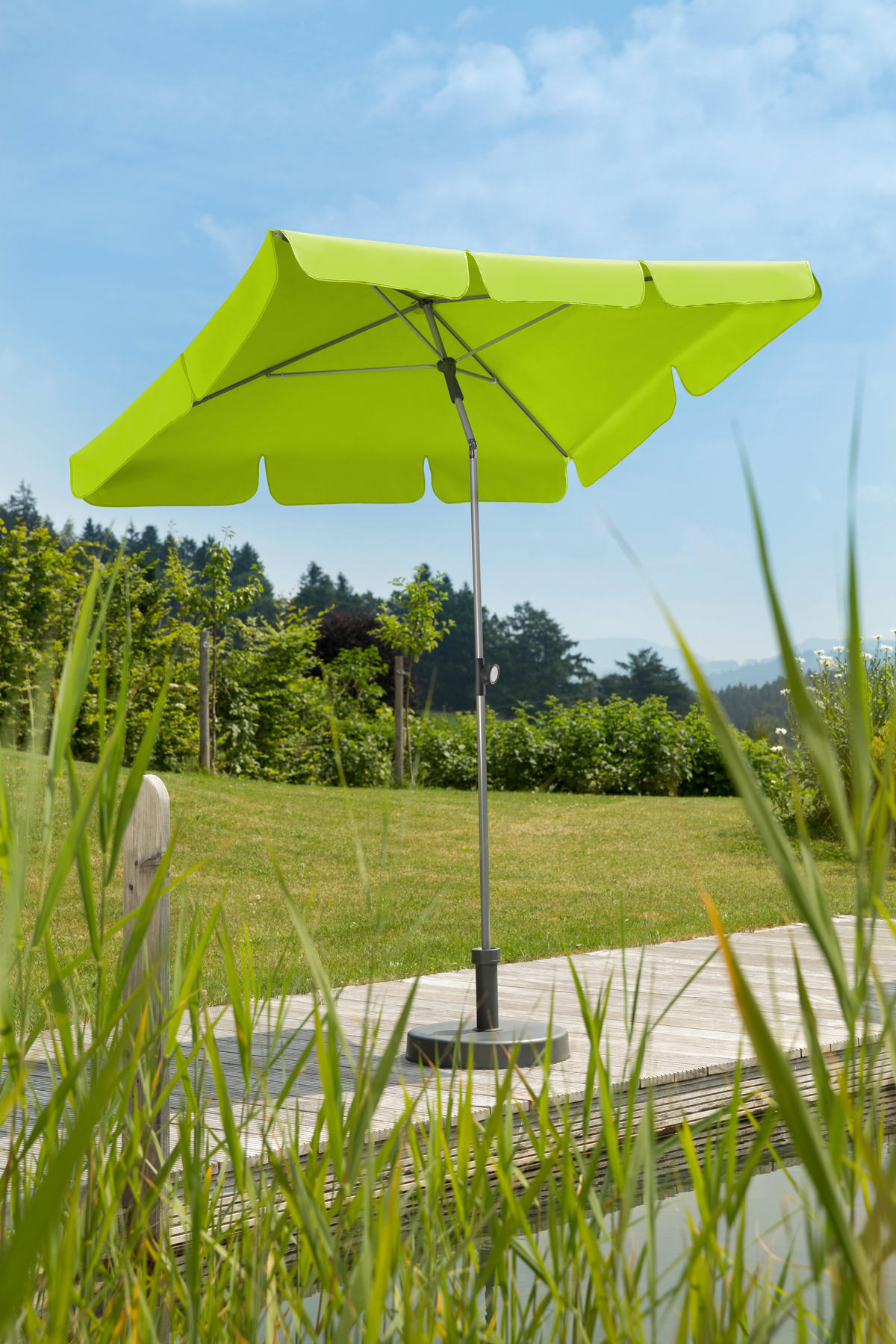 SONNENSCHIRM 180 cm Hellgrün  - Silberfarben/Hellgrün, Basics, Textil/Metall (120/240/180cm) - Schneider