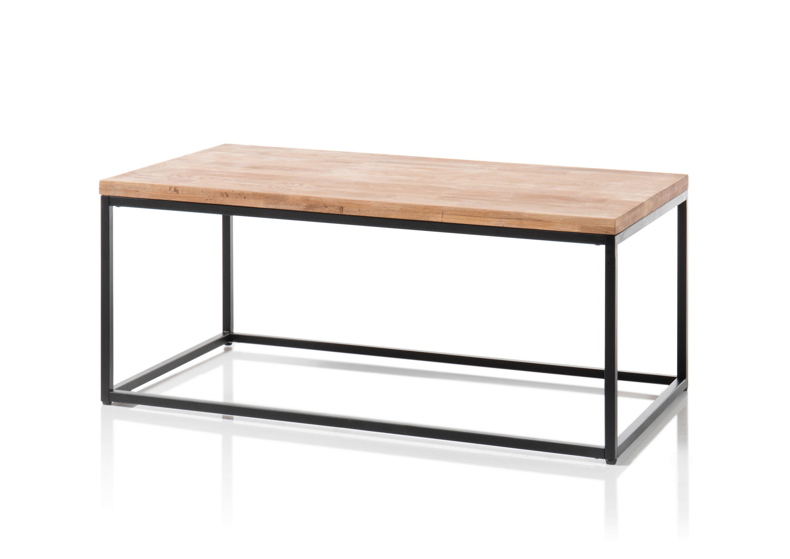 COUCHTISCH Asteiche massiv 110/45/60 cm rechteckig Schwarz, Eichefarben  - Eichefarben/Schwarz, MODERN, Holz/Metall (110/45/60cm) - MID.YOU