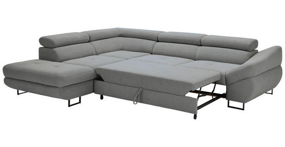 ECKSOFA in Webstoff Grau  - Schwarz/Grau, Design, Textil/Metall (235/280cm) - Hom`in