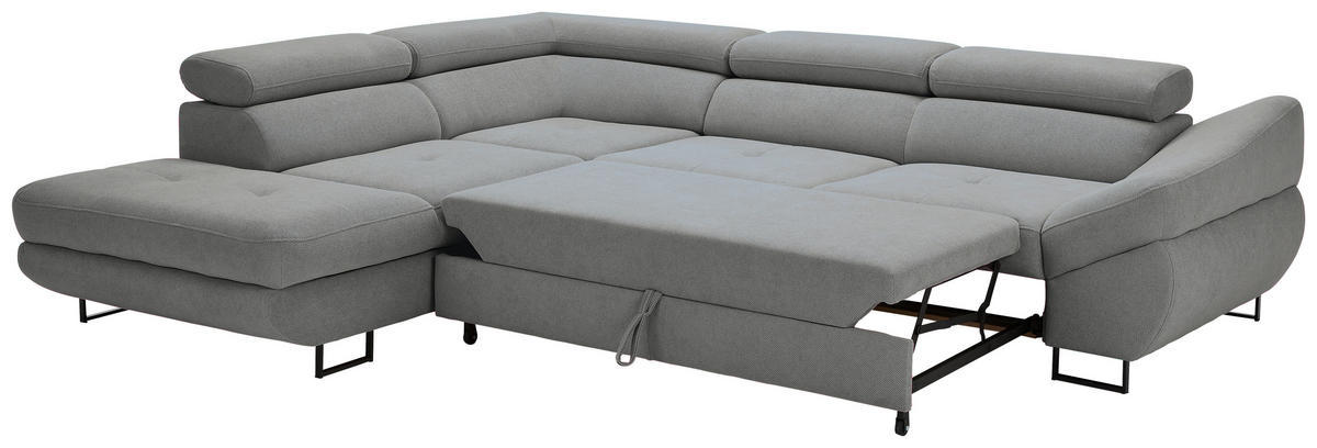 ECKSOFA in Webstoff Grau  - Schwarz/Grau, Design, Textil/Metall (235/280cm) - Hom`in