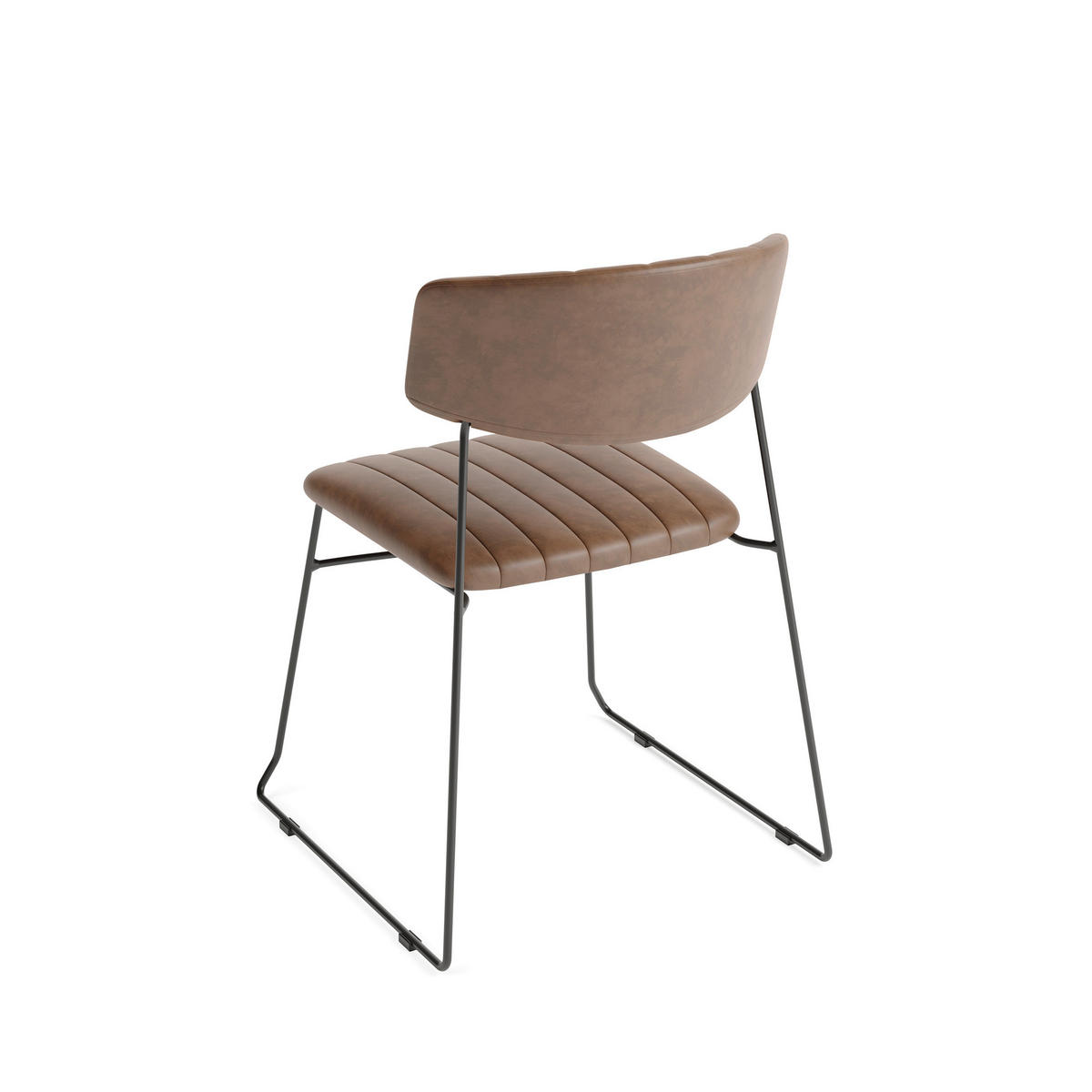 STUHL-SET 4 Stück  in Stahl  - Cognac, MODERN, Leder/Metall (48/78/57cm) - MID.YOU