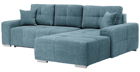 ECKSOFA  in Webstoff Türkis  280/194 cm  - Türkis/Silberfarben, Design, Kunststoff/Textil (280/194cm) - Carryhome