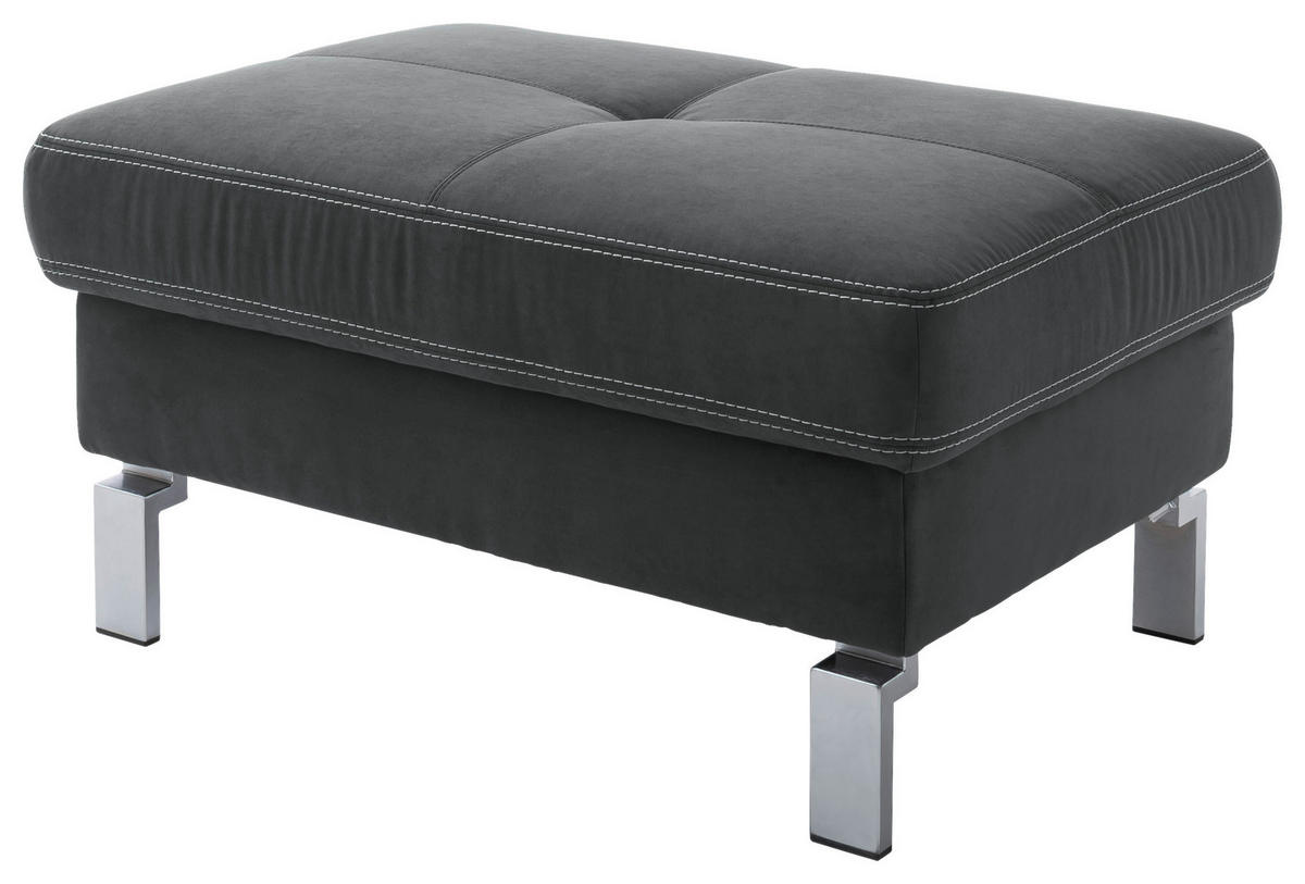 ECKSOFA in Mikrofaser Dunkelgrau  - Chromfarben/Dunkelgrau, Design, Textil/Metall (200/229cm) - Pure Home Lifestyle