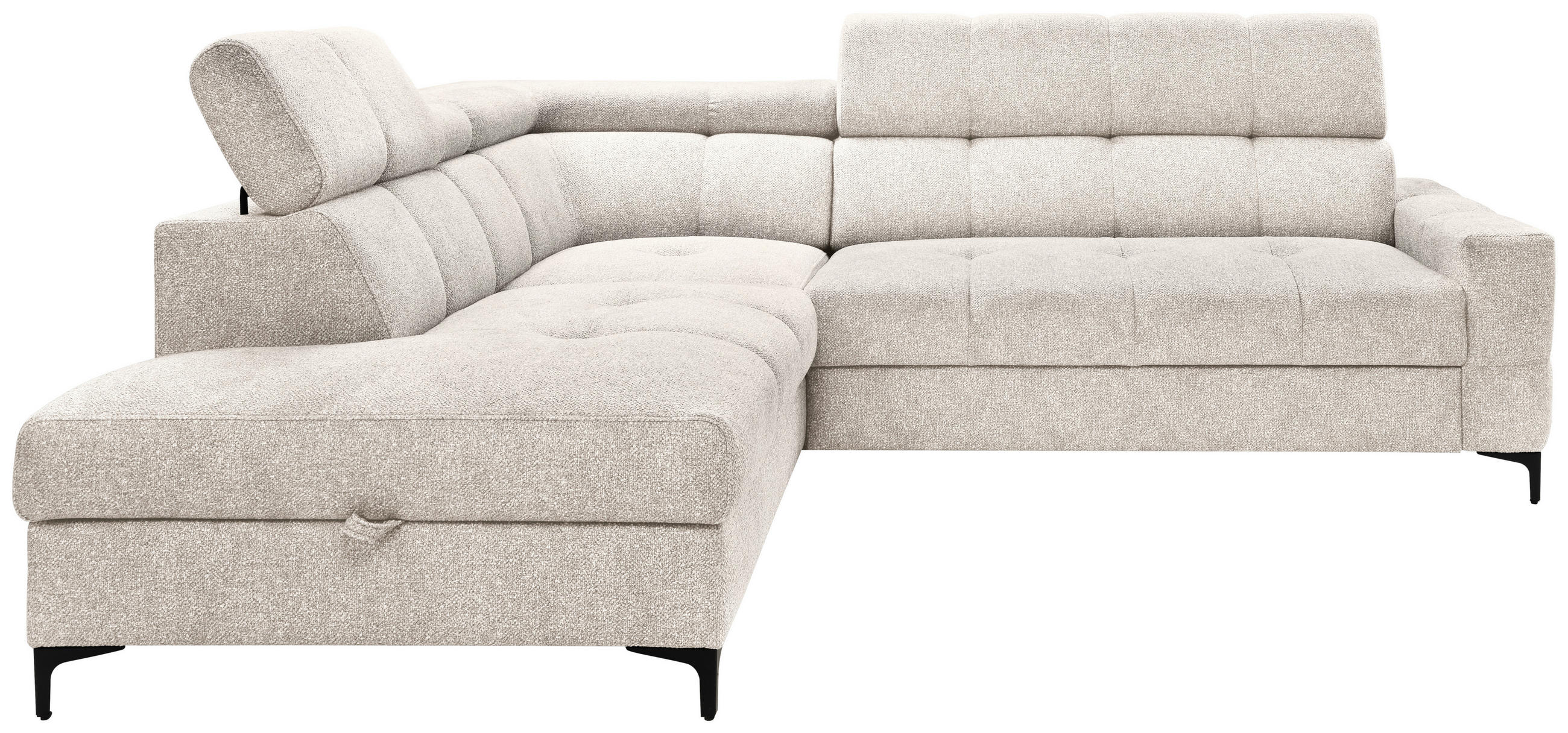ECKSOFA Creme Struktur  - Creme/Schwarz, MODERN, Textil/Metall (212/254cm) - Carryhome