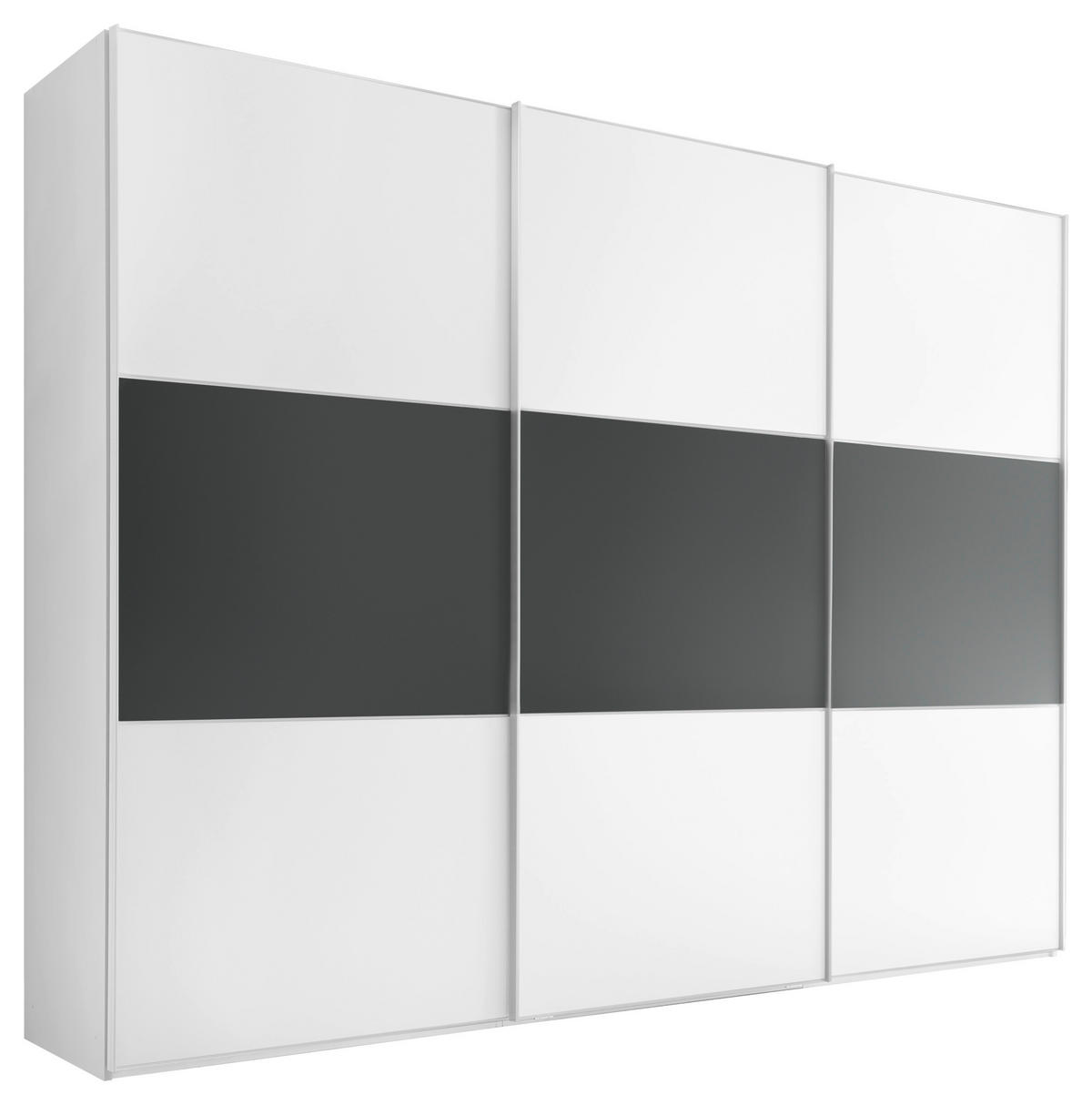 GARDEROB MED SKJUTDÖRRAR 298/222/68 cm 3-dörrar - vit/aluminiumfärg, Design (298/222/68cm) - MID.YOU