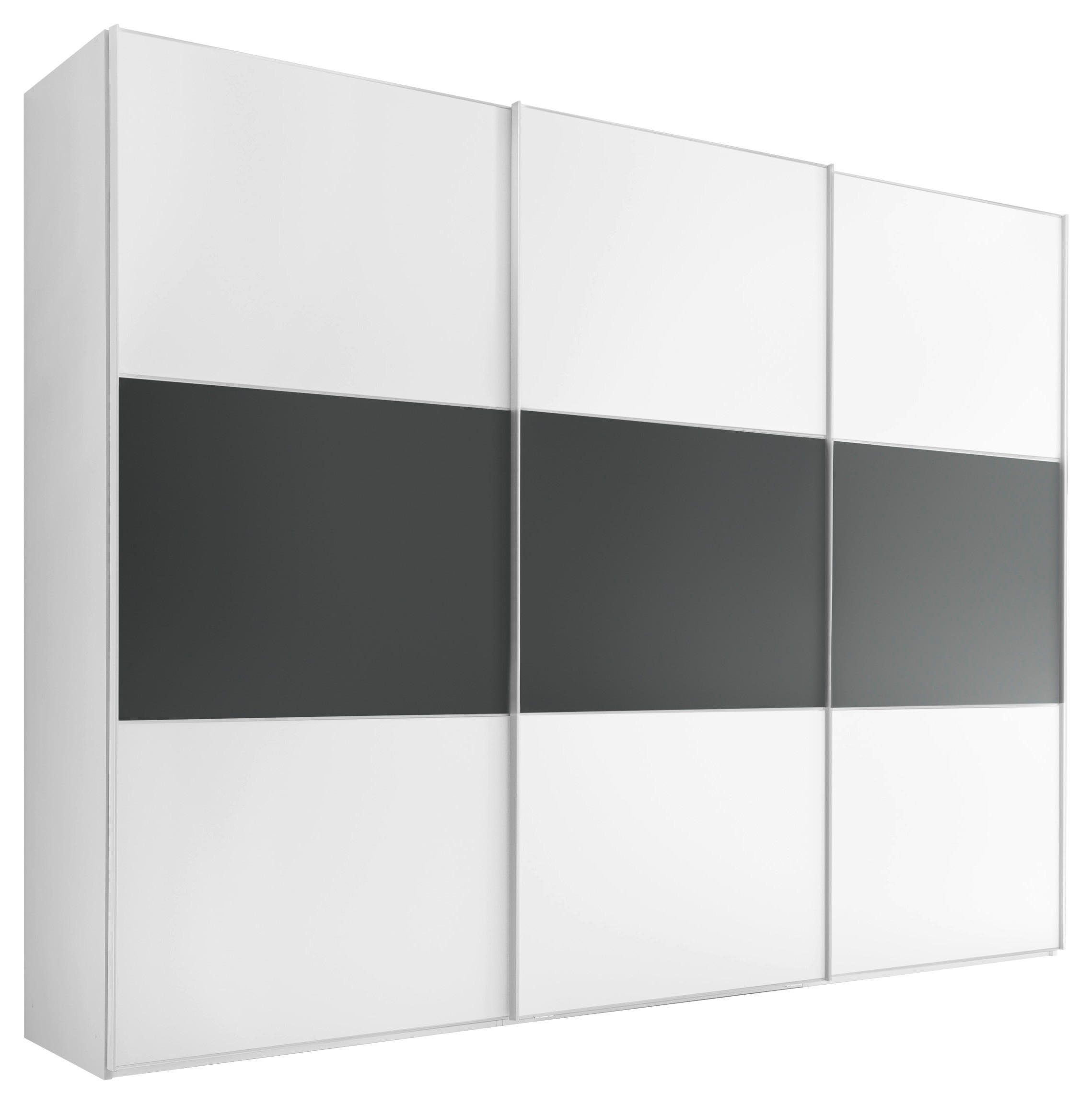 Schwebetürenschrank 336cm Includo, Weiß/anthrazit