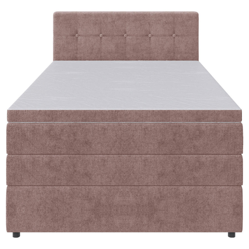 Thumbnail - Carryhome Boxspringbett, Hellrot, Textil, H3, Höhe ca. 18 cm, 120x200 cm, gepolstertes Kopfteil, Topper durchgehend, in ...