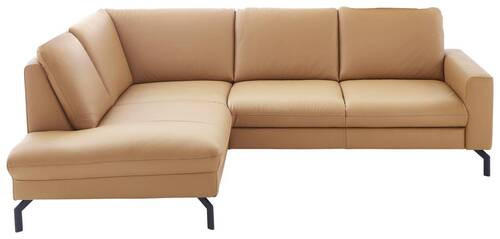 ECKSOFA in Echtleder Currygelb  194/250 cm  - Currygelb/Schwarz, Design, Leder/Metall (194/250cm) - Beldomo Premium