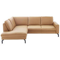 ECKSOFA in Echtleder Currygelb  - Currygelb/Schwarz, Design, Leder/Metall (194/250cm) - Beldomo Premium