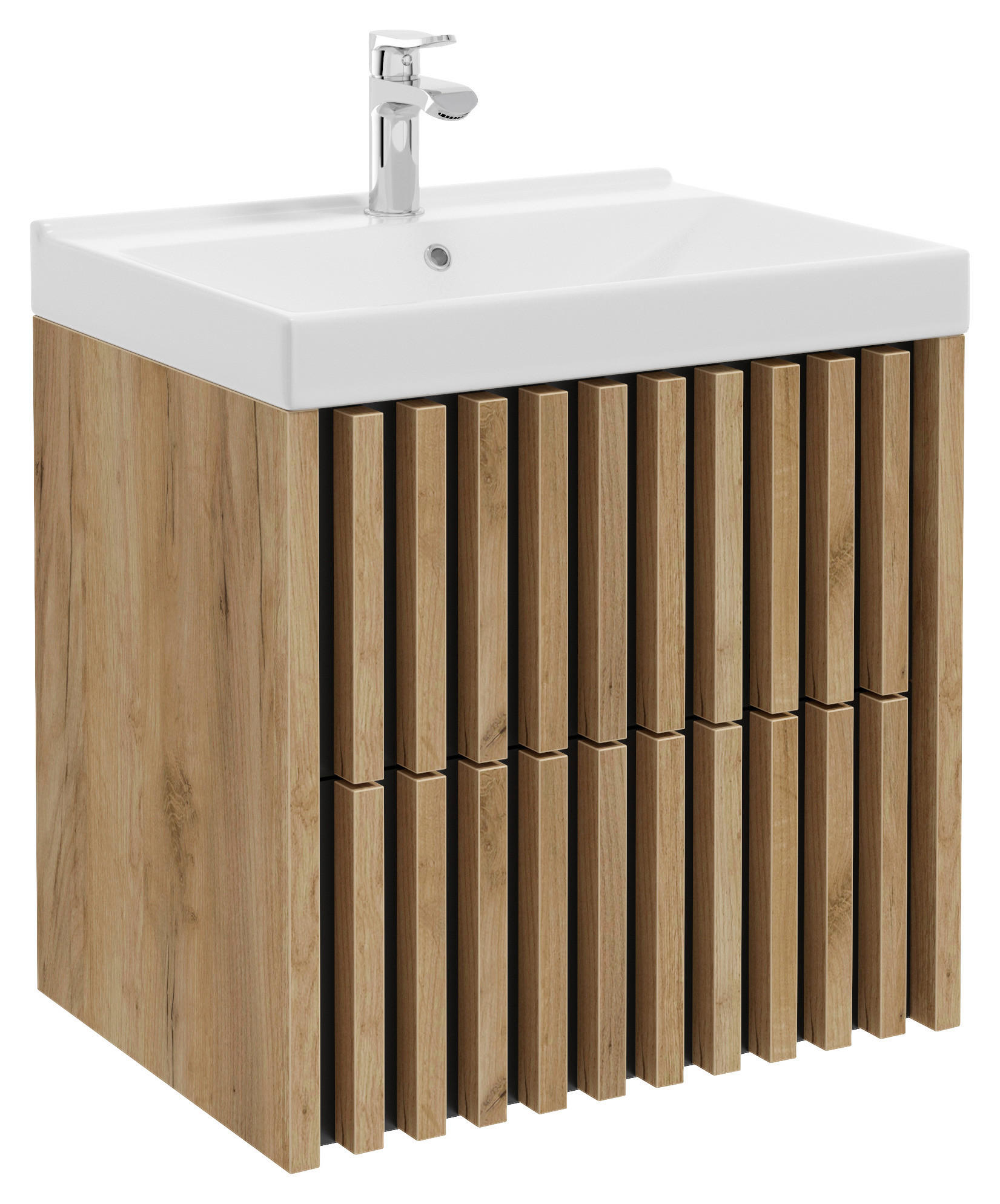 BAZĂ CU LAVOAR  - alb/culoare lemn stejar, Modern, ceramică/material pe bază de lemn (61cm) - Welnova