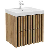 BAZĂ CU LAVOAR  - alb/culoare lemn stejar, Modern, ceramică/material pe bază de lemn (61cm) - Welnova