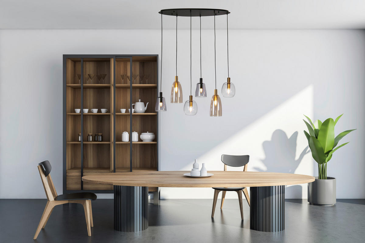 HÄNGLAMPA 30/95 cm  - svart, Design, metall/glas (30/95cm)