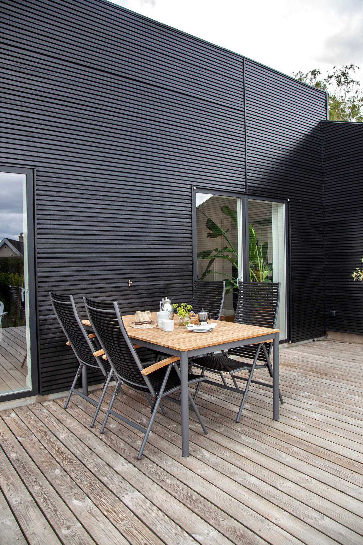 GARTENSTUHL Anthrazit, Schwarz, Teakfarben  - Anthrazit/Schwarz, KONVENTIONELL, Holz/Kunststoff (60/111/72cm) - Gardenson