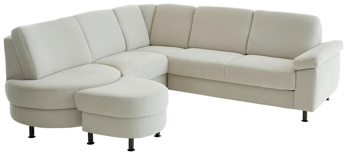 ECKSOFA in Flachgewebe Hellgrau  - Hellgrau/Schwarz, Konventionell, Textil/Metall (252/248cm) - Beldomo Comfort