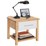 NACHTKÄSTCHEN 50/44/41 cm  in vollmassiv Erle Weiß, Erlefarben  - Chromfarben/Erlefarben, Natur, Glas/Holz (50/44/41cm) - Linea Natura