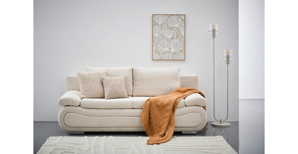 SCHLAFSOFA  in Cord Hellgrau, Beige  - Chromfarben/Beige, Design, Textil/Metall (200/78/90cm) - Venda