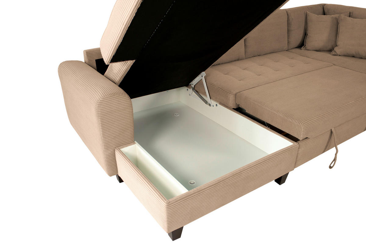 WOHNLANDSCHAFT MORITZ Karamell Cord  - Karamell, Trend, Textil (155/324/178cm) - P & B