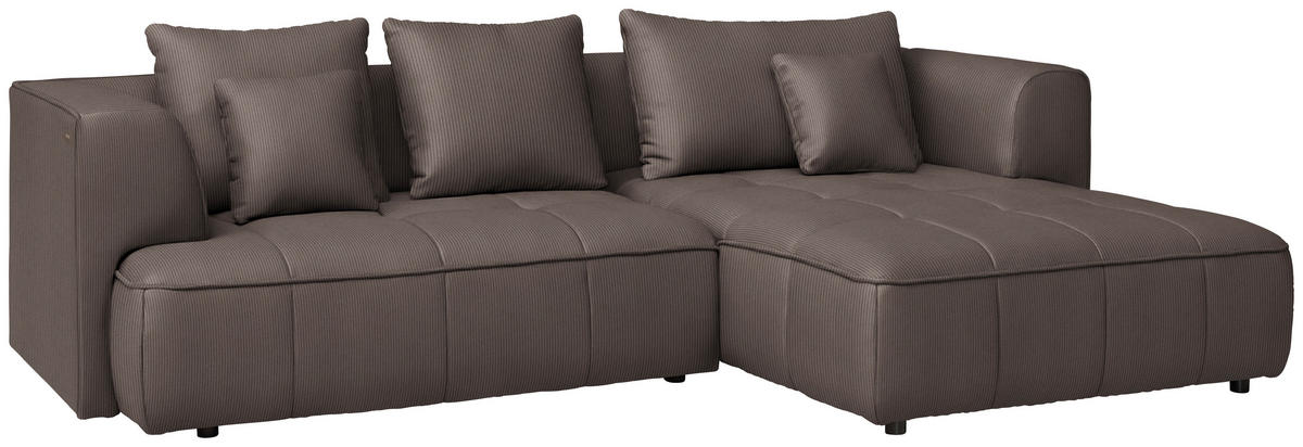 ECKSOFA Dunkelbraun Feincord Zierkissen, Rückenkissen, Sitzvorzug  - Dunkelbraun/Schwarz, Design, Kunststoff/Textil (288/188cm) - Welnova