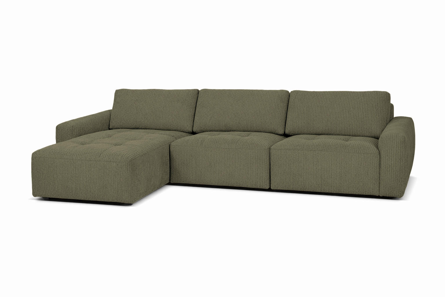 ECKSOFA MAZA in Cord Grün  179/316 cm  - Schwarz/Grün, Design, Textil (179/316cm) - Livetastic
